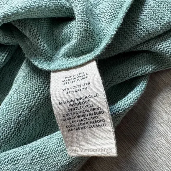 Soft Surroundings Valentina Gold Zip Sweater Dusty Sage Green NWT M Top Shirt - Picture 3 of 6